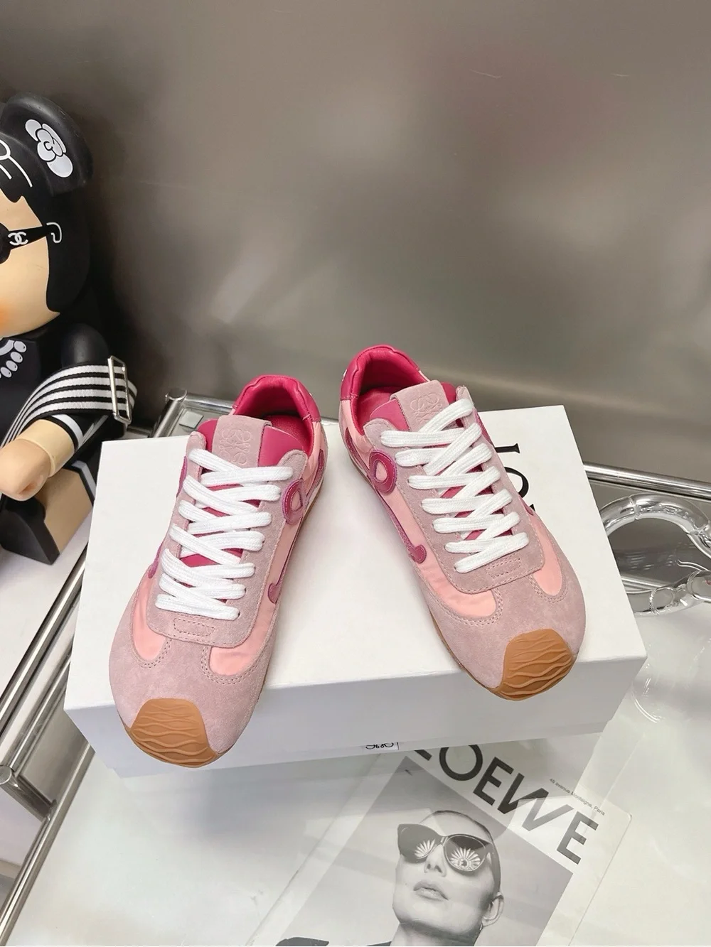 Loewe Pink Suede & Mesh Women's Sneakers
